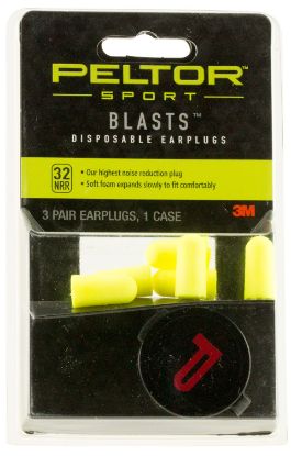 Picture of Peltor 97080 Sport Blast Earplugs Foam 32 Db In The Ear Yellow Adult 3 Pair 