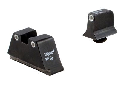 Picture of Trijicon 600649 Suppressor/Optic Height Night Sight Set White Tritium Front & Rear/Black Frame, Compatible W/Glock 17/17L/19/22/23/24/25/26/27/28/31/32/33/34/35/37/38/39/45 