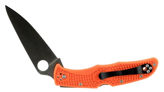 Picture of Spyderco C10fpor Endura 4 Lightweight 3.75" Folding Clip Point Plain Vg-10 Ss Blade Orange Bi-Directional Texturing Frn Handle Includes Pocket Clip 