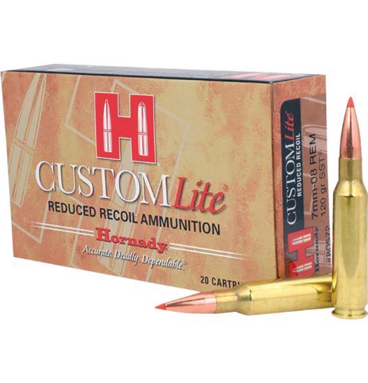 Picture of Hornady 80572 Custom Lite 7Mm-08 Rem 120 Gr Super Shock Tip 20 Per Box/ 10 Case 