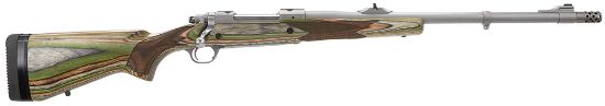 Picture of Ruger 47130 Hawkeye Guide Gun 416 Ruger 3+1 20" Matte Stainless Steel Threaded Barrel, Stainless Steel Receiver, Green Mountain Adj Lop Wood Stock 