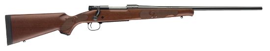 Picture of Winchester Guns 535201210 Model 70 Featherweight Compact 22-250 Rem Caliber With 5+1 Capacity, 20" Barrel, Brushed Polish Blued Metal Finish & Satin Walnut Fixed Feather Checkered Stock Right Hand 