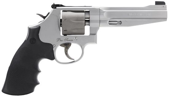 Picture of Smith & Wesson 178055 Model 986 Performance Center Pro 9Mm Luger Stainless Steel 5" Precision Crown Barrel, 7Rd Titanium Cylinder, Matte Silver Stainless Steel L-Frame, Pc Mainspring 