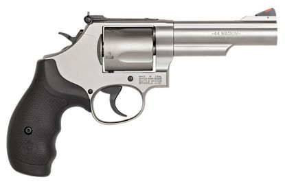 Picture of Smith & Wesson 162069 Model 69 44 Rem Mag Or 44 S&W Spl Stainless Steel 4.25" 2 Piece Barrel & 5Rd Cylinder, Matte Stainless Steel L-Frame, Full Stop Strap & Barrel Serration, Internal Lock 