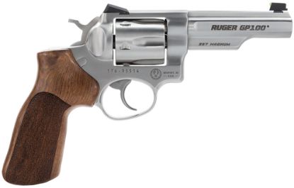 Picture of Ruger 1754 Gp100 Match Champion Medium Frame 357 Mag 6Rd 4.20" Satin Stainless Half-Lug Barrel, Cylinder & Frame, Hogue Stippled Hardwood Grip, Transfer Bar Safety 