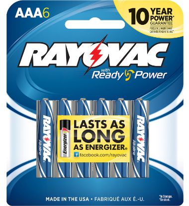Picture of Rayovac 8246T Aaa High Enregy Alkaline Batteries Silver/Blue 1.5 Volts 2,700 Mah (6) Single Pack 