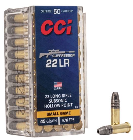 Picture of Cci 957 Suppressor Small Game 22 Lr 45 Gr Lead Hollow Point 50 Per Box/ 100 Case 