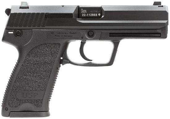 Picture of Hk 81000315 Usp V1 40 S&W Caliber With 4.25" Barrel, 13+1 Capacity, Overall Black Finish, Serrated Trigger Guard Frame, Serrated Steel Slide, Polymer Grip & Night Sights Includes 3 Mags 