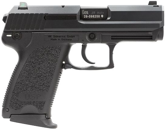 Picture of Hk 81000343 Usp Polymer Frame 45 Acp 8+1 3.78" Polygonal Rifled Barrel, Black Serrated Slide, Black Polymer Frame, Black Polymer Grip, Ambidextrous 