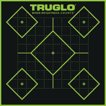 Picture of Truglo Tg14a6 Tru-See 5- Diamond Target Black/Green Self-Adhesive Heavy Paper Yes Impact Enhancement Fluorescent Green 6 Pack Includes Pasters 