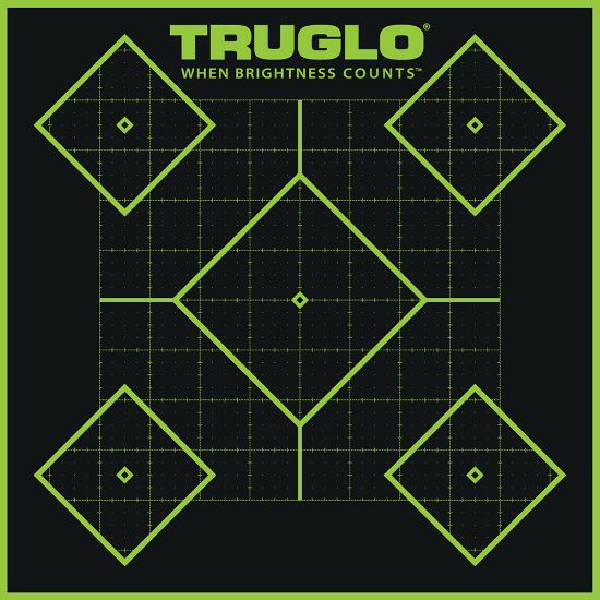 Picture of Truglo Tg14a6 Tru-See 5- Diamond Target Black/Green Self-Adhesive Heavy Paper Yes Impact Enhancement Fluorescent Green 6 Pack Includes Pasters 