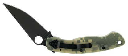 Picture of Spyderco C36gpcmobk Military 4" Folding Modified Clip Point Plain Black Dlc Cpm S30v Ss Blade Camo G10 Handle Includes Pocket Clip 