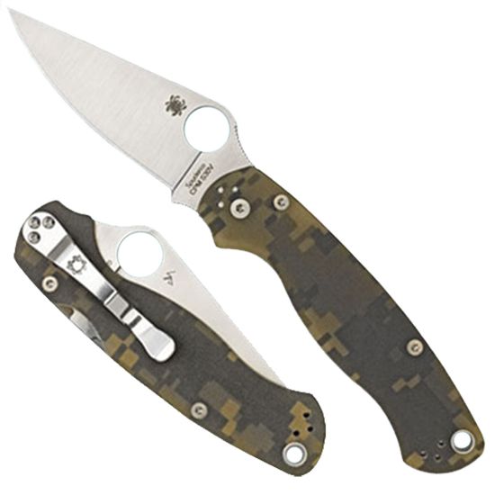 Picture of Spyderco C81gpcmo2 Para Military 2 3.45" Folding Drop Point Plain Cpm S45vn Ss Blade Camo G10 Handle Includes Pocket Clip 