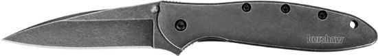 Picture of Kershaw 1660Blkw Leek 3" Folding Drop Point Plain Black Dlc 14C28n Steel Blade Blackwash 410 Stainless Steel Handle Includes Pocket Clip 
