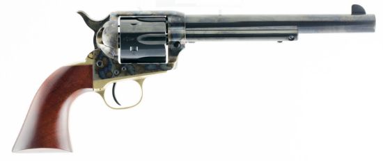 Picture of Taylors & Company 550851 Ranch Hand 45 Colt (Lc) Caliber With 7.50" Blued Finish Barrel, 6Rd Capacity Blued Finish Cylinder, Color Case Hardened Finish Steel Frame & Walnut Grip 