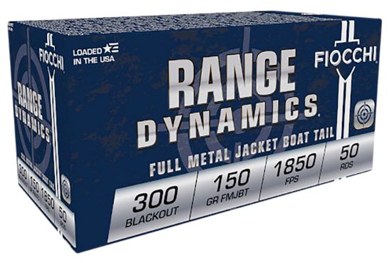 Picture of Fiocchi 300Blkc Range Dynamics 300 Blackout 150 Gr Full Metal Jacket Boat Tail 50 Per Box/ 10 Case 