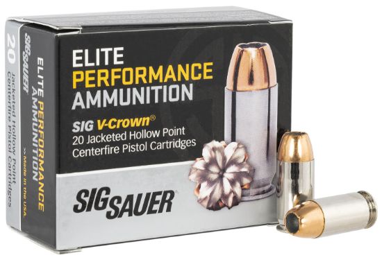 Picture of Sig Sauer E45ap120 Elite Performance 45 Acp 200 Gr V Crown Jacketed Hollow Point 20 Per Box/ 10 Case 