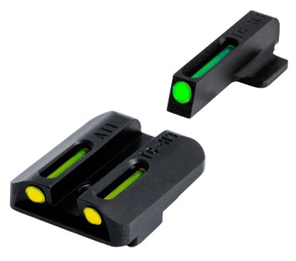 Picture of Truglo Tg131gt1b Tfo Green Fiber Optic/Tritium Front/ Yellow Fiber Optic/Tritium Rear/Black Nitride Fortress Frame, Compatible W/ Glock 42/43/43X/48 Except Mos, Front Post/Rear Dovetail Mount 