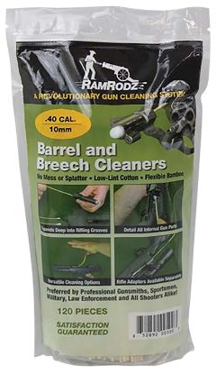 Picture of Ramrodz 40100 Barrel & Breech Cleaning Swabs 40 Cal/10Mm Handgun Cotton/Bamboo 8" Long 100 Per Pkg 