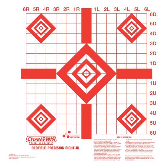 Picture of Champion Targets 47388 Redfield Sight-In Diamond Paper Pistol/Rifle 16" X 16" White/Red 10 Pk. 