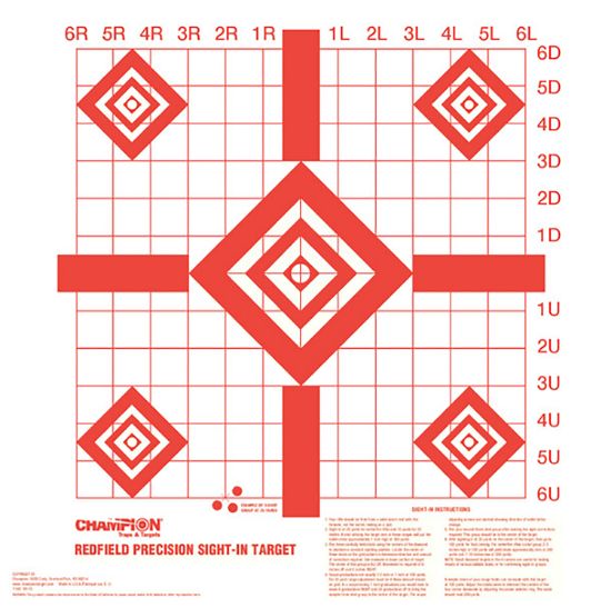Picture of Champion Targets 47387 Redfield Sight-In Diamond Paper Pistol/Rifle 16" X 16" White/Red 100 Per Pkg 