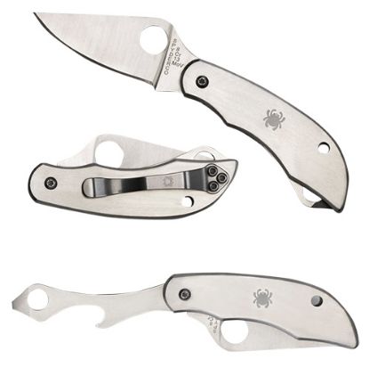 Picture of Spyderco C175p Clipitool Silver Stainless Steel Folding 8Cr13mov Ss 4.57"/4.59" Long Plain Blade Stainless Steel Handle Features Screwdriver/Opener 