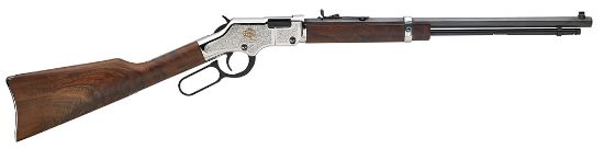 Picture of Henry H004ab Golden Boy American Beauty 22 Short, 22 Long Or 22 Lr Caliber With 16 Lr/21 Short Capacity, 20" Blued Barrel, Nickel-Plated Metal Finish & American Walnut Stock Right Hand (Full Size) 