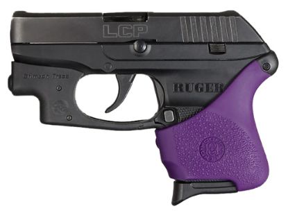 Picture of Hogue 18116 Handall Hybrid Grip Sleeve Made Of Rubber With Textured Purple Finish For Ruger Lcp With Crimson Trace 