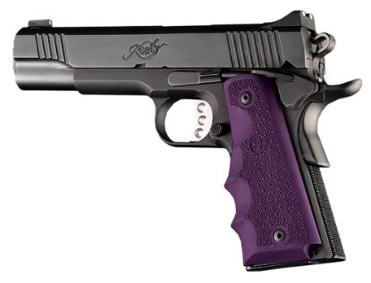 Picture of Hogue 45006 Overmolded Grip Cobblestone Purple Rubber With Finger Grooves For 1911 Government 