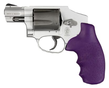 Picture of Hogue 60006 Overmolded Monogrip Cobblestone Purple Rubber With Finger Grooves For S&W J Frame With Round Butt 