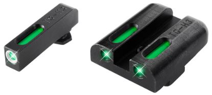 Picture of Truglo Tg13gl1a Tfx Low Green/White Outline Fiber Optic/Tritium Front/Green Fiber Optic/Tritium Rear/Black Nitride Fortress Frame, Compatible W/Most Glock Except Mos, Front Post/Rear Dovetail Mount 