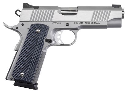 Picture of Magnum Research De1911css 1911C 45 Acp 8+1, 4.30" Stainless Steel Bull Barrel, Matte Stainless Steel Serrated Slide & Frame W/Beavertail, Black/Gray G10 Grip, Grip Safety, Right Hand 