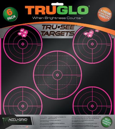 Picture of Truglo Tg11p6 Tru-See Splatter Target Black/Pink Self-Adhesive Heavy Paper Universal Yes Impact Enhancement Pink 6 Pack Includes Pasters 