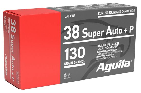 Picture of Aguila 1E382112 Target & Range Handgun 38Super +P 130Gr Full Metal Jacket 50 Per Box/20 Case 