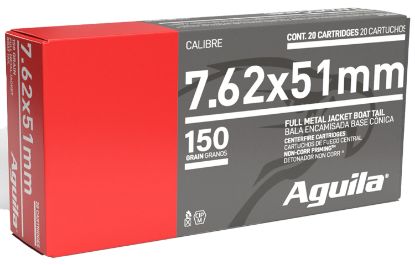 Picture of Aguila 1E762110 Target & Range Rifle 7.62X51mm Nato 150Gr Full Metal Jacket Boat Tail 20 Per Box/25 Case 
