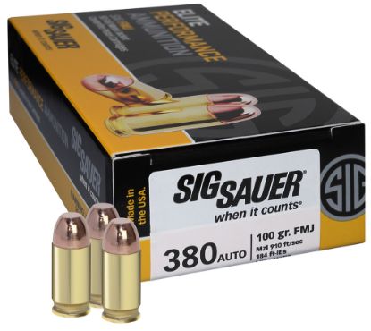 Picture of Sig Sauer E380b150 Elite Ball 380 Acp 100 Gr Full Metal Jacket 50 Per Box/ 20 Case 