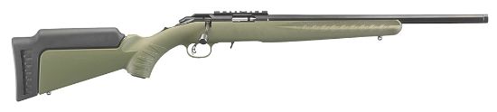 Picture of Ruger 8334 American Rimfire Sports South Exclusive Full Size 22 Lr 10+1 18" Satin Blued Steel Barrel, Satin Blued Scope Rail Steel Receiver, Od Green Synthetic Adjustable Stock, Right Hand 