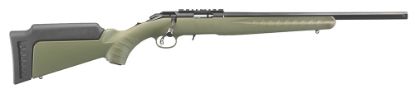 Picture of Ruger 8335 American Rimfire Sports South Exclusive Full Size 22 Wmr 9+1 18" Satin Blued Threaded Barrel, Satin Blued Scope Rail Steel Receiver, Od Green Synthetic Adjustable Stock, Right Hand 