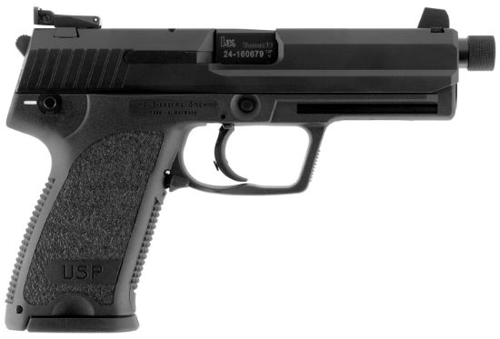 Picture of Hk 81000349 Usp Tactical V1 Full Size Frame 9Mm Luger 10+1, 4.86" Black Steel Threaded Barrel, Black Serrated Steel Slide, Black Polymer Frame W/Accessory Rail, Black Polymer Grip, Right Hand 