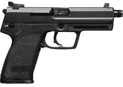 Picture of Hk 81000348 Usp Tactical V1 Full Size Frame 9Mm Luger 15+1, 4.86" Black Steel Threaded Barrel, Black Serrated Steel Slide, Black Polymer Frame W/Accessory Rail, Black Polymer Grip, Right Hand 