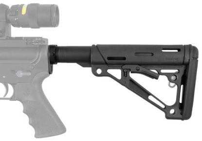 Picture of Hogue 15045 Overmolded Collapsible Buttstock Black Overmolded Rubber Black & Mil-Spec Tube For Ar15, M16, M4 