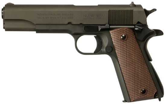 Picture of Inland Mfg Ilm1911 1911 A1 Government 45 Acp 7+1 5" Barrel, Black Parkerized Steel Frame W/Beavertail, Serrated Steel Slide, Wood Grip, Manual Safety 