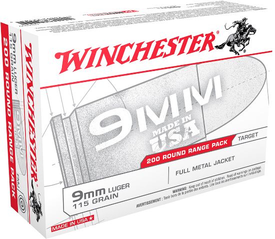 Picture of Winchester Ammo Usa9w Usa 9Mm Luger 115 Gr Full Metal Jacket 200 Per Box/ 5 Case 