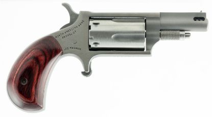 Picture of North American Arms 22Mcp Mini-Revolver 22 Lr Or 22 Wmr 5 Shot 1.63" Ported Barrel, Overall Stainless Steel Finish, Rosewood Birdshead Grip Includes Cylinders 