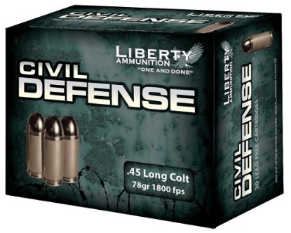 Picture of Liberty Ammunition Lacd45031 Civil Defense 45 Colt 78 Gr Lead Free Fragmenting Hollow Point 20 Per Box/ 50 Case 