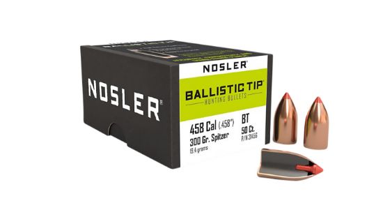 Picture of Nosler 31456 Ballistic Tip 458 Cal .458 300 Gr Spitzer Point/ 50 Per Box 