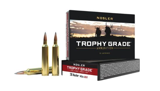 Picture of Nosler 60122 Trophy Grade Long-Range 26 Nosler 142 Gr Nosler Spitzer Accubond Long Range 20 Per Box/ 10 Case 