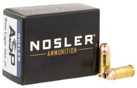 Picture of Nosler 51285 Assured Stopping Power Handgun 9Mm Luger 115 Gr Jacket Hollow Point 20 Per Box/ 20 Case 