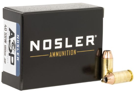 Picture of Nosler 51279 Assured Stopping Power Handgun 40 S&W 180 Gr Jacket Hollow Point 20 Per Box/ 20 Case 