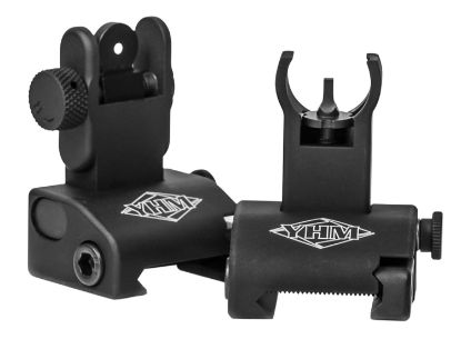 Picture of Yankee Hill 5040H Q.D.S. Sight Set Black Hardcoat Anodized Folding With Hooded Stem For Ar-Platform 
